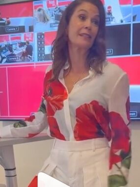 💋 Alice and Olivia Willa Floral Silk Shirt Summer Poppy NWT